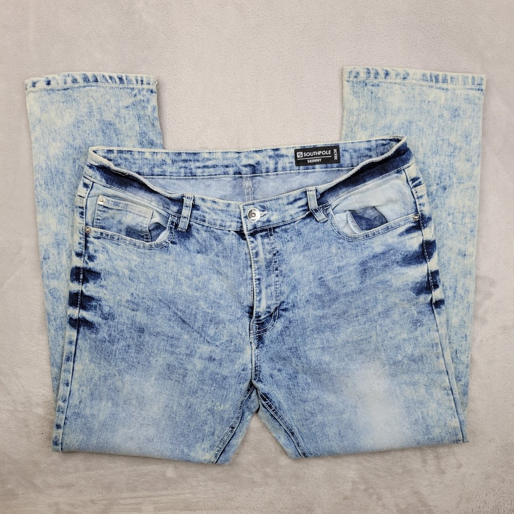 Southpole Jeans Mens‎ 36x30 Blue Acid Wash Skinny Denim Stretch Streetwear Pants